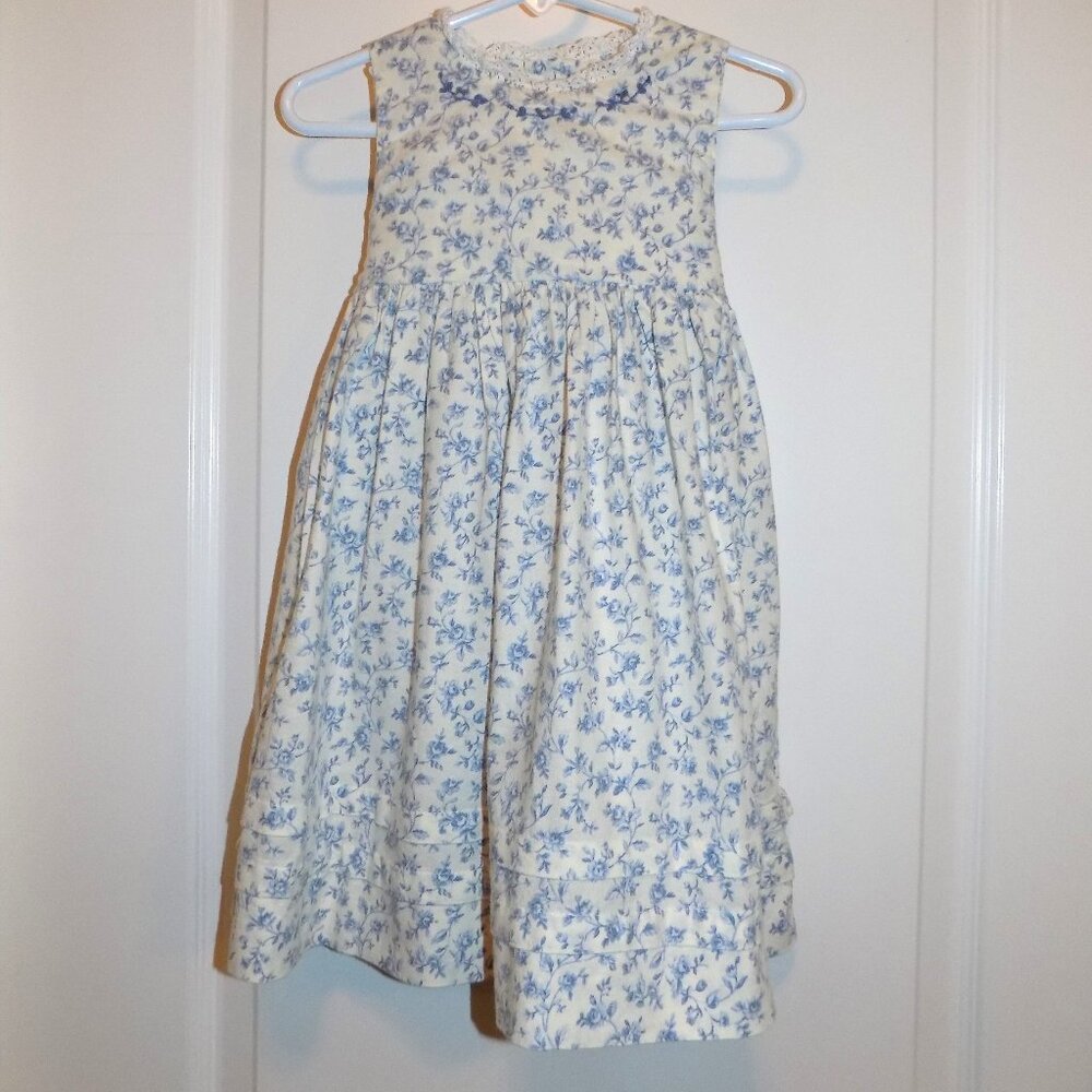Strasburg Cream Dress with Blue Floral Print